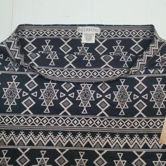 NWT BILLABONG Black Light Pink Mini Skirt Women's Medium Cotton Geometric Aztec - Picture 6 of 13